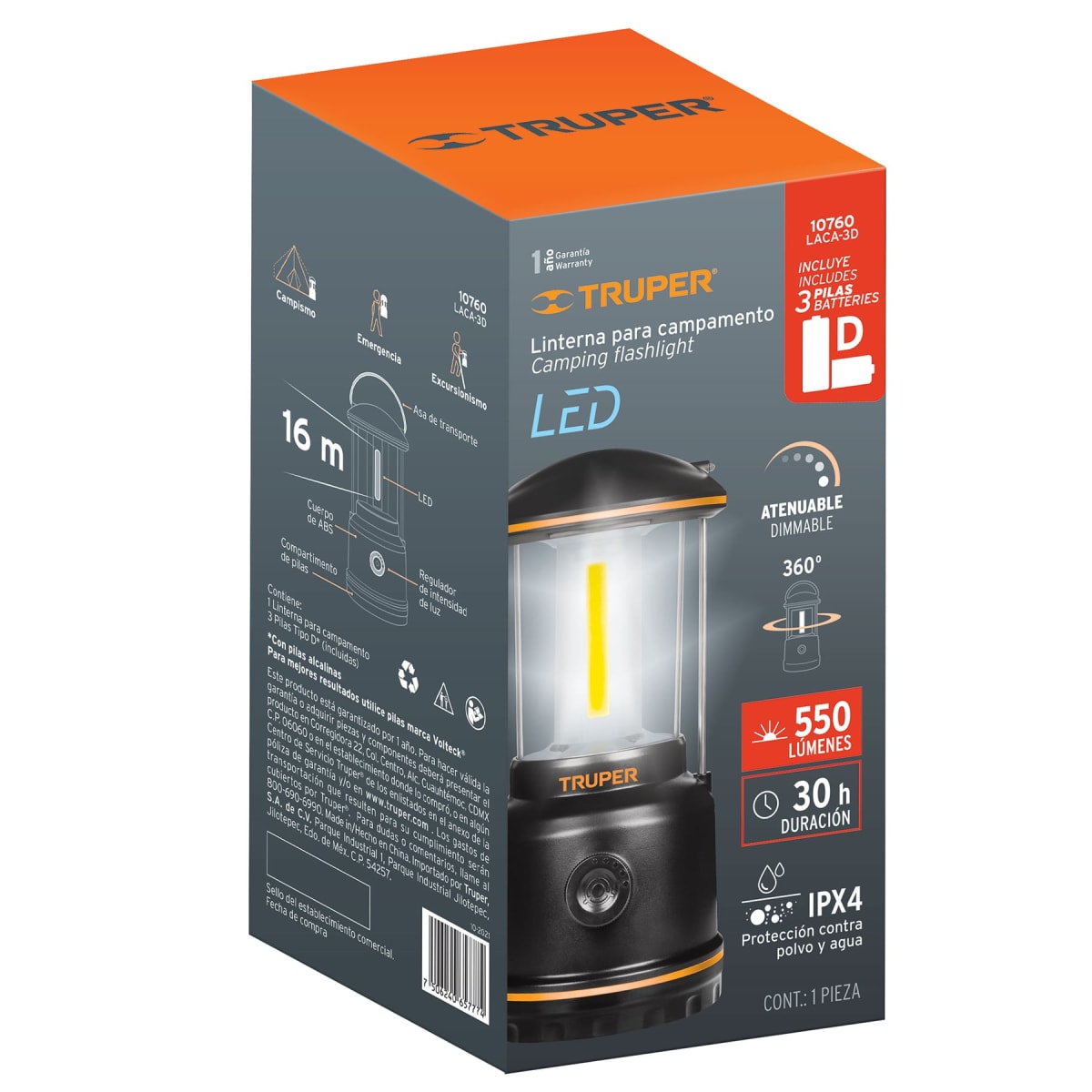 linterna farol led para campamento 550lm Truper8