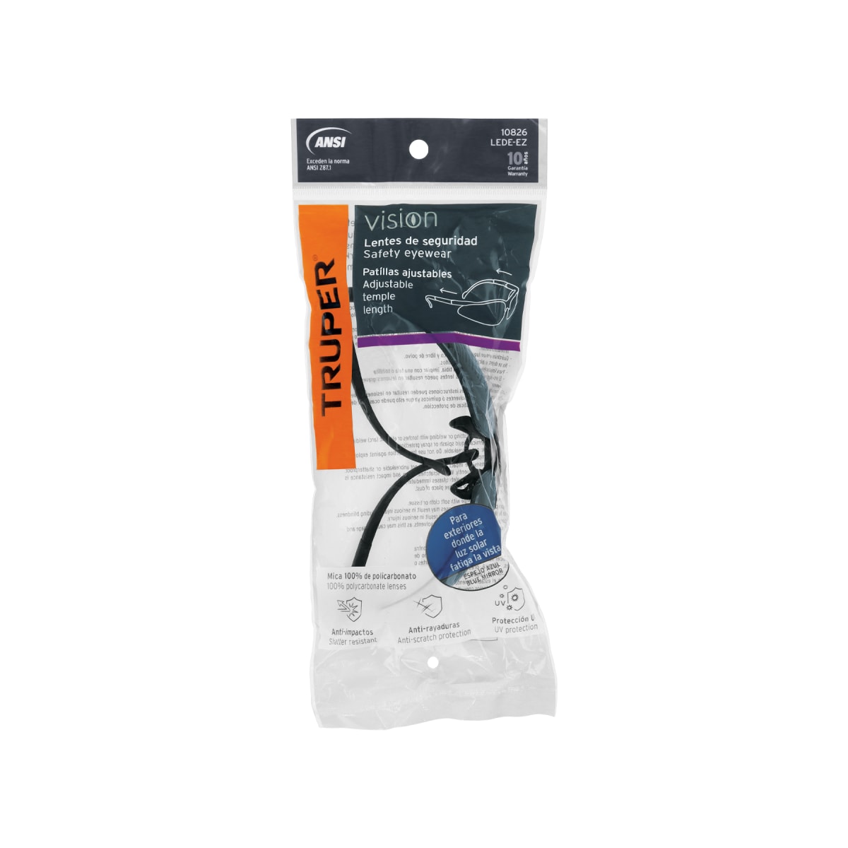 Lentes de seguridad espejo azul, Truper Vision3