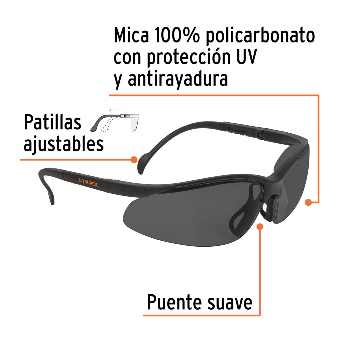 Lentes de seguridad grises Truper vision2