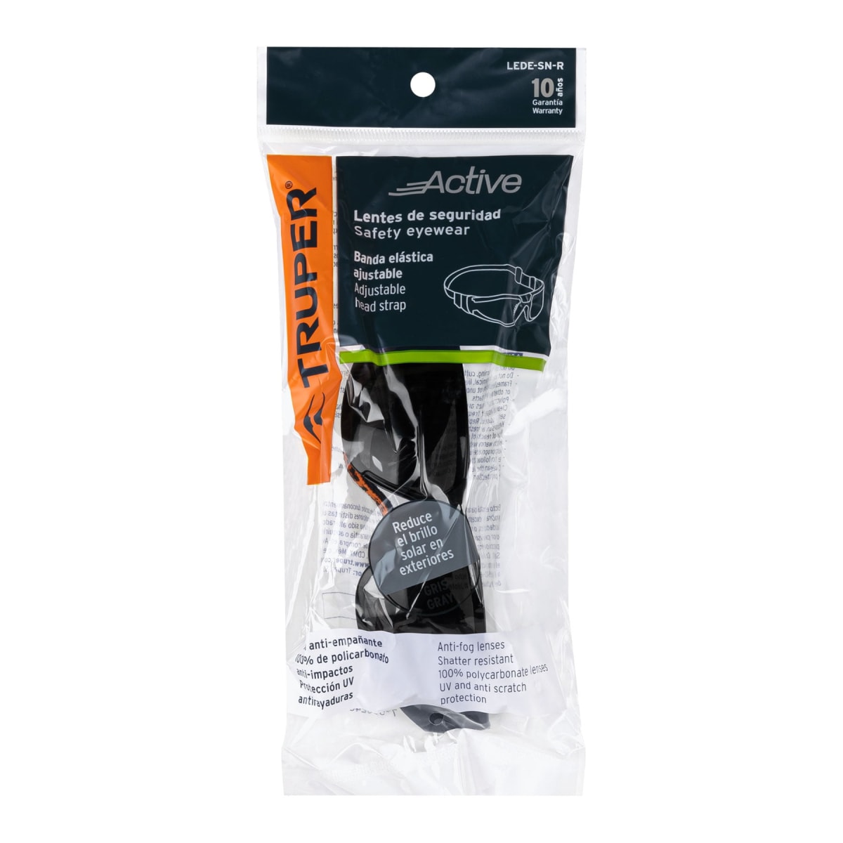 Lentes de seguridad, gris con banda elástica, Active Truper3