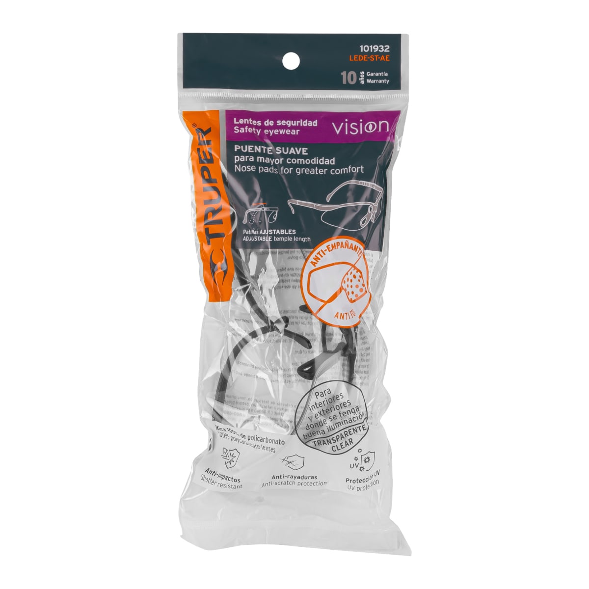 Lentes de seguridad transparentes con antiempaño, Vision Truper3