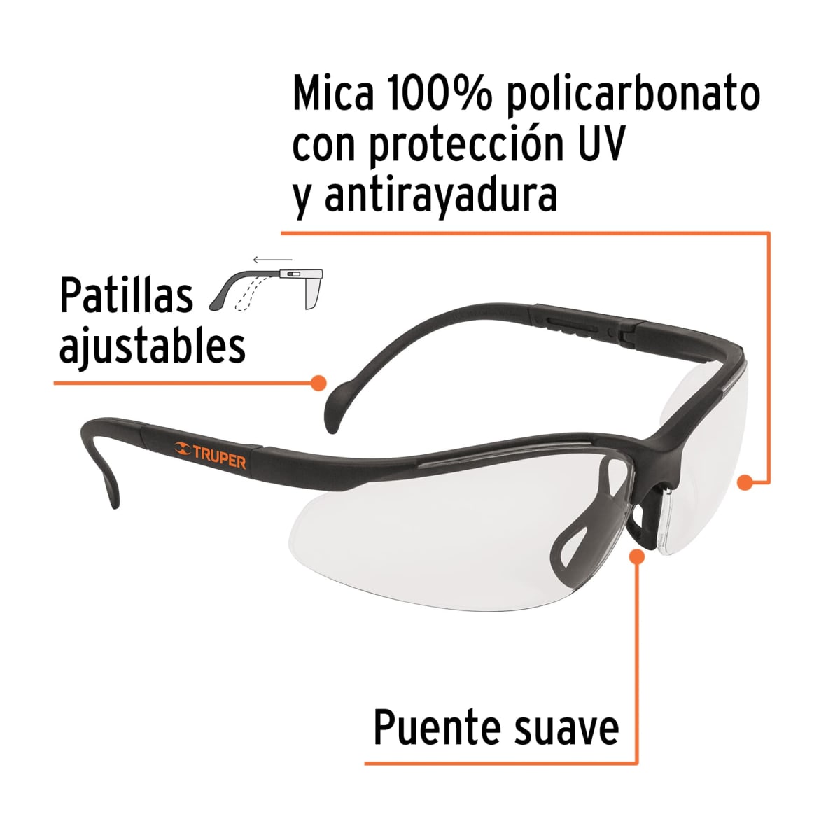 Lentes de seguridad transparentes con antiempaño, Vision Truper2