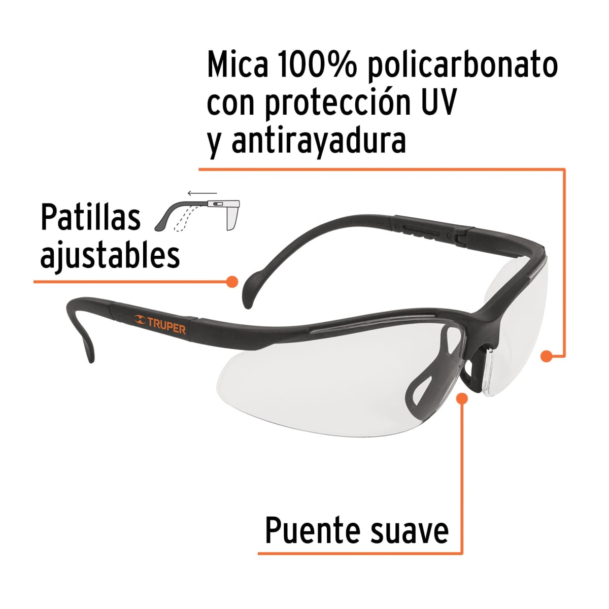 Lentes de seguridad transparentes, truper vision2