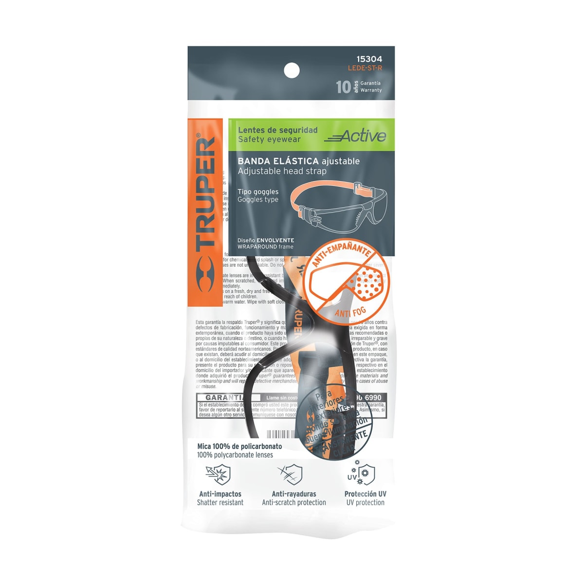 Lentes de seguridad transparente con banda elástica active Truper4