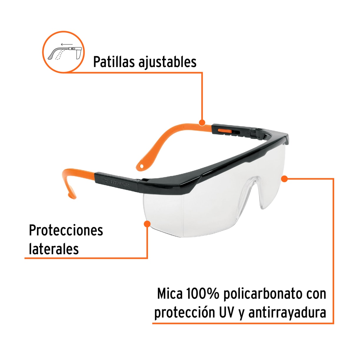 Lentes de seguridad ajustables claros c/antiempaño, Classic Truper2