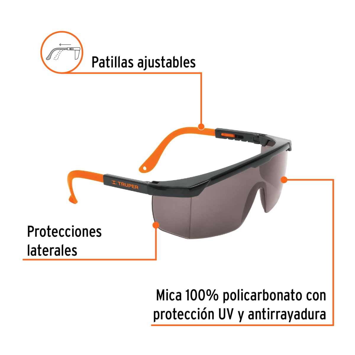 Lentes de seguridad ajustables grises Truper classic2