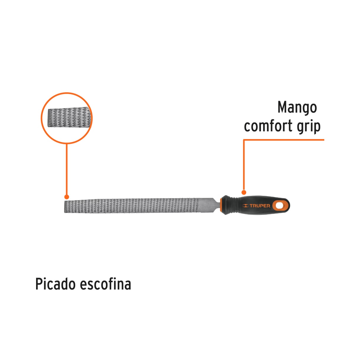 Lima escofina 10'' con mango doble inyección. truper2