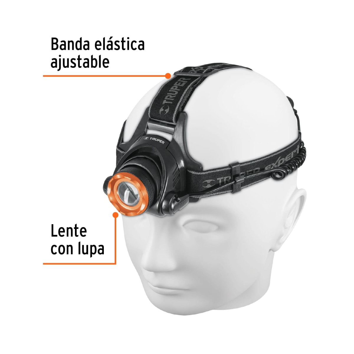 Linterna de cabeza 800 lm de 4 pilas AA Truper Expert2