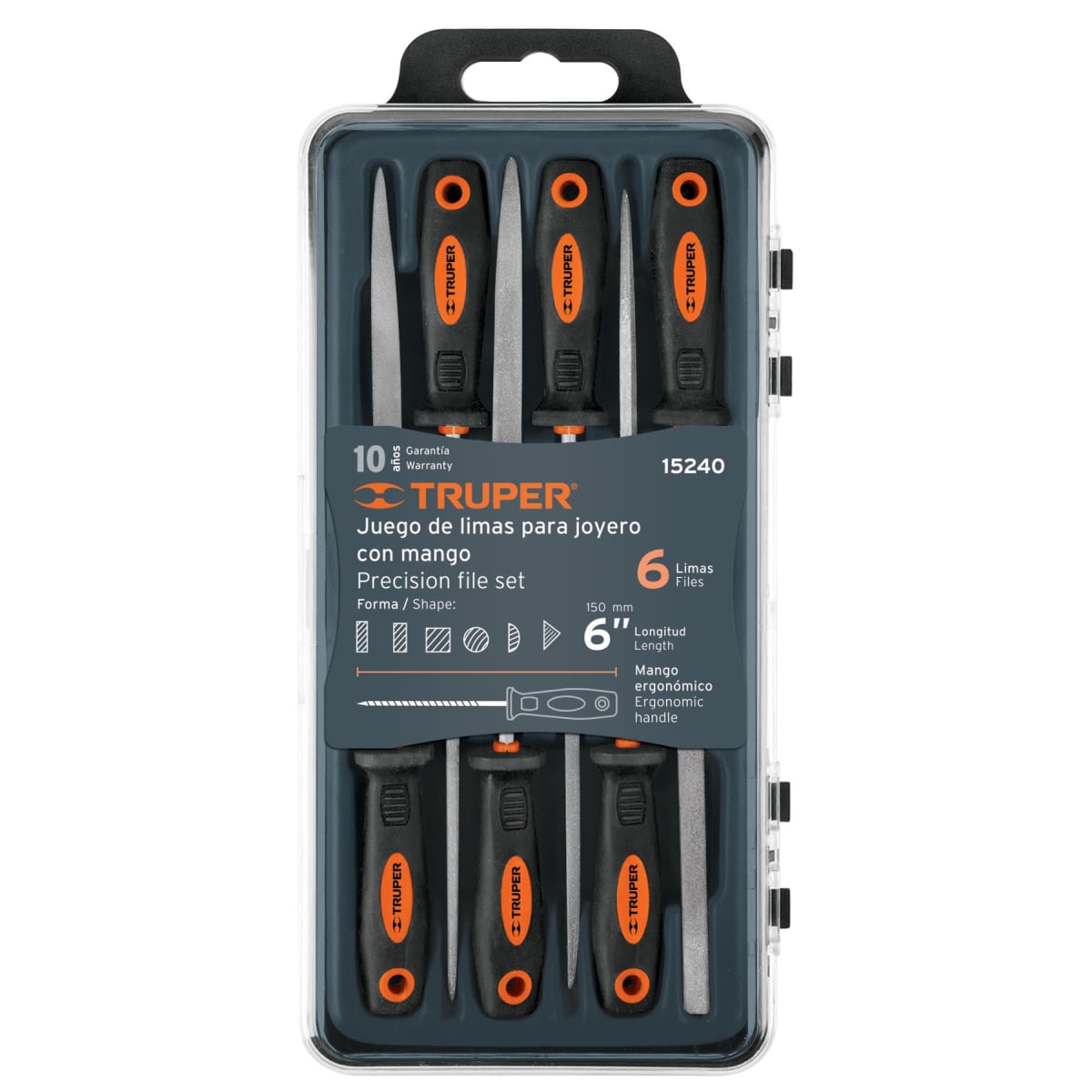 Juego de 6 limas con mango de TPR para joyero, Truper3