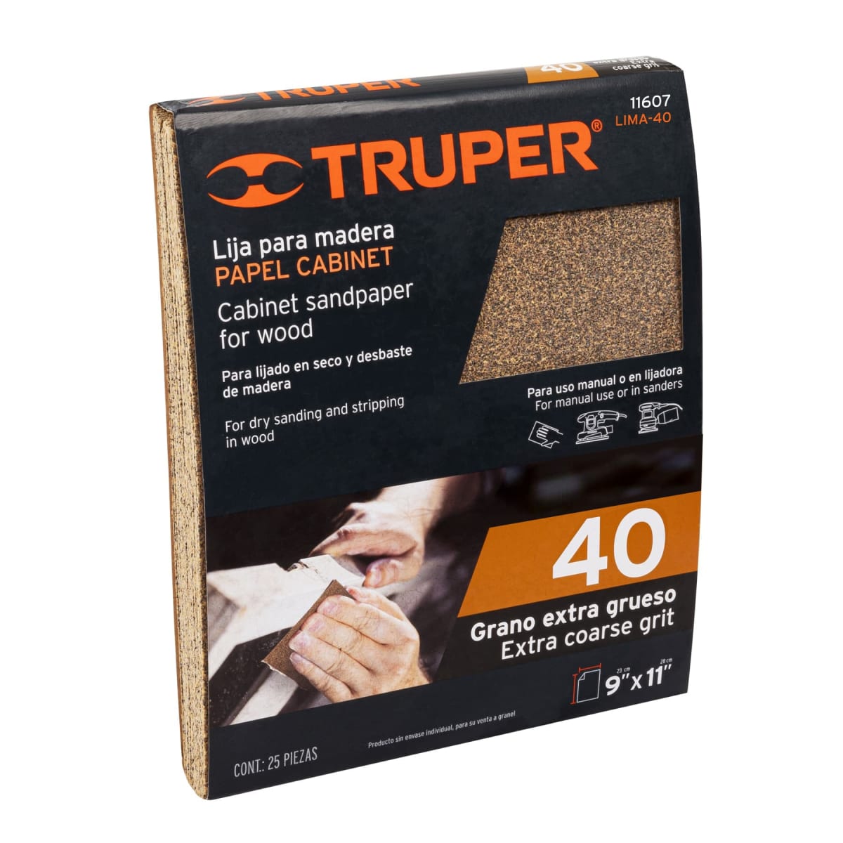 Lija para madera Grano #40 Truper5