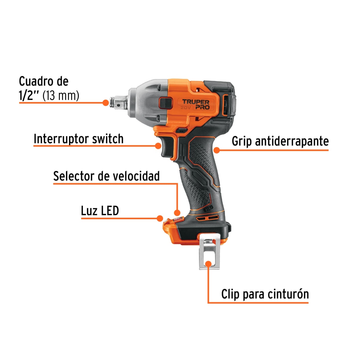 Taladro Percutor + Llave de impacto 20V + 1bat Truper5