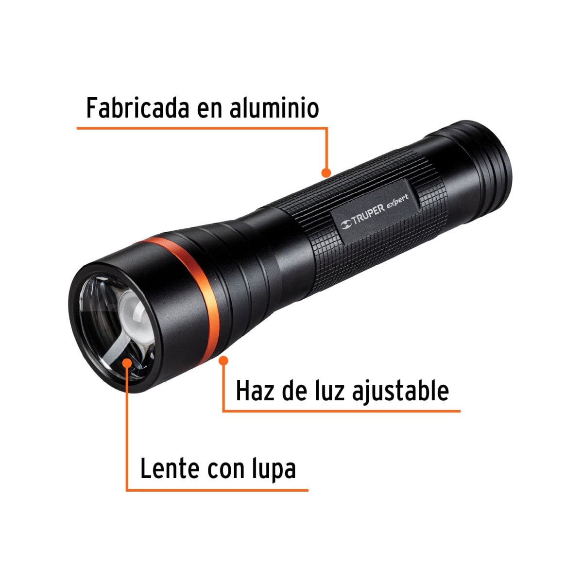 Linterna de aluminio led cree 500 lm con 2 pilas D Truper5