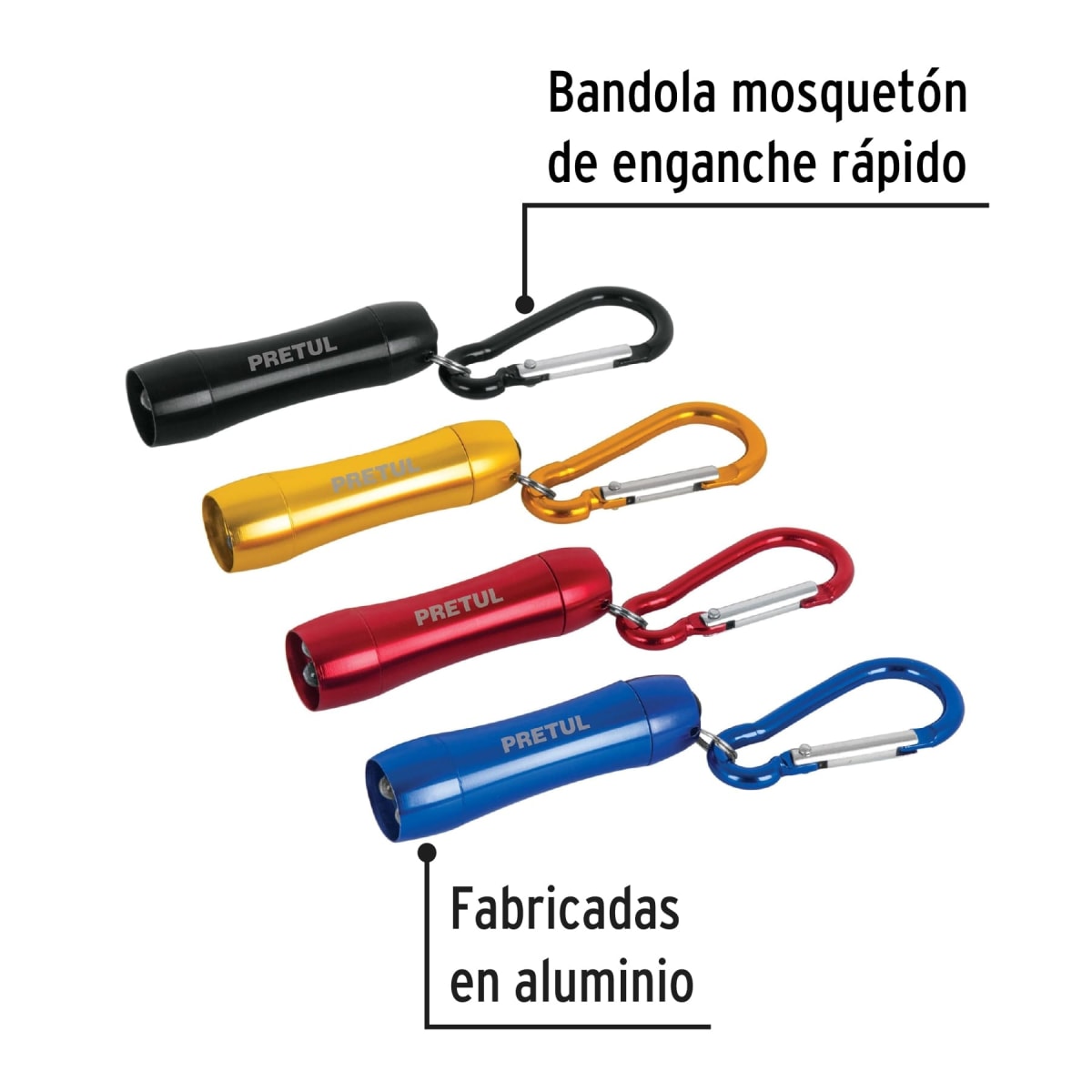 Caja de llaveros tipo linterna con LED, incluye pila LR44 60 Pzas Pretul2