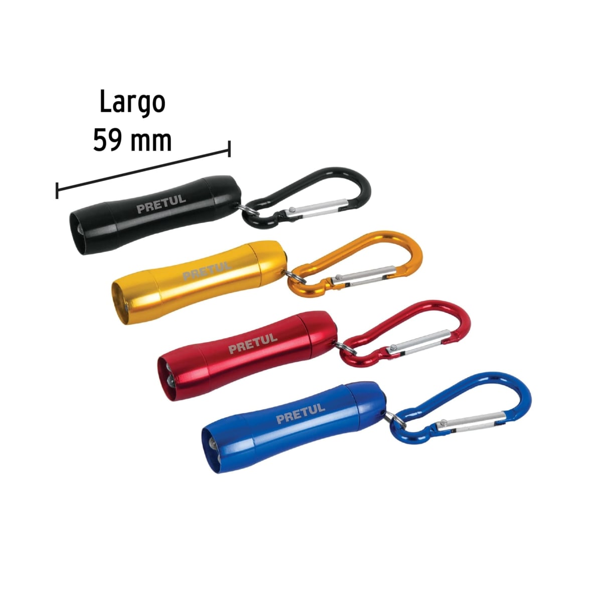 Caja de llaveros tipo linterna con LED, incluye pila LR44 60 Pzas Pretul3