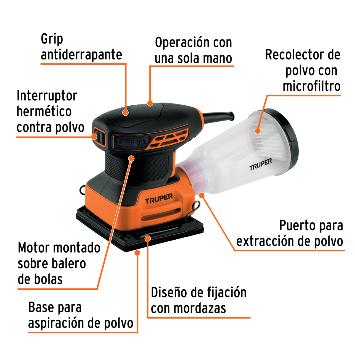 Lijadora orbital 220w profesional Truper4
