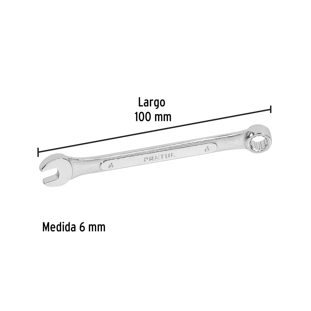 Llave mixta 6 mm x 100 mm de largo, Pretul3