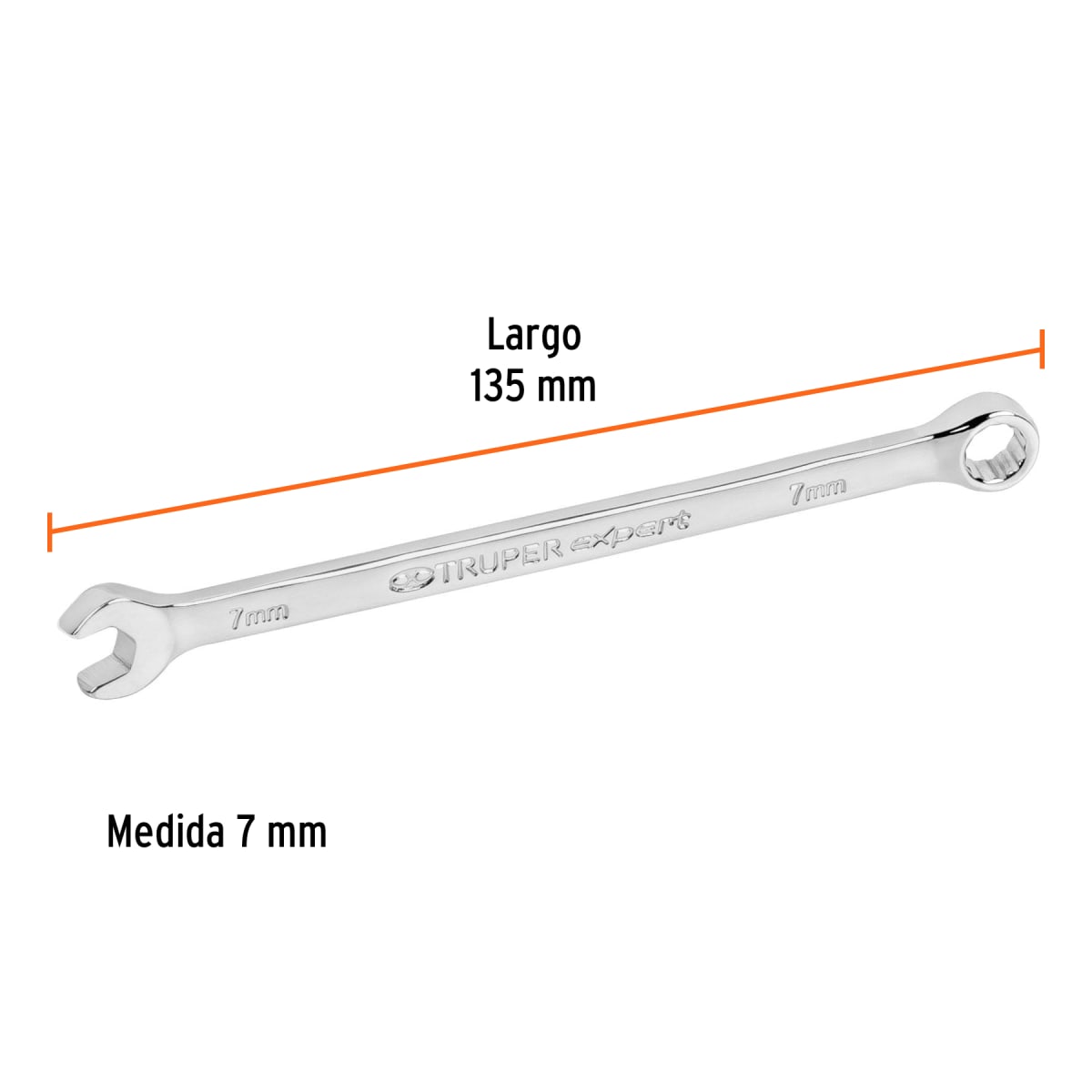 Llave mixta extralarga 7 mm x 135 mm de largo, Expert Truper3
