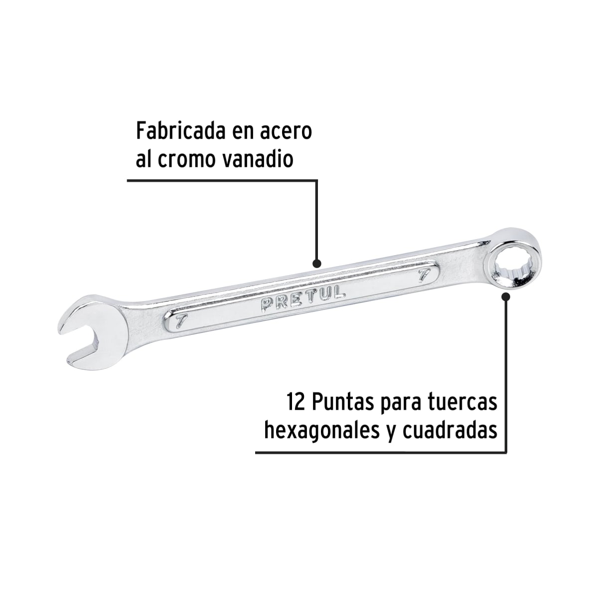 Llave mixta 7 mm x 110 mm de largo, Pretul2