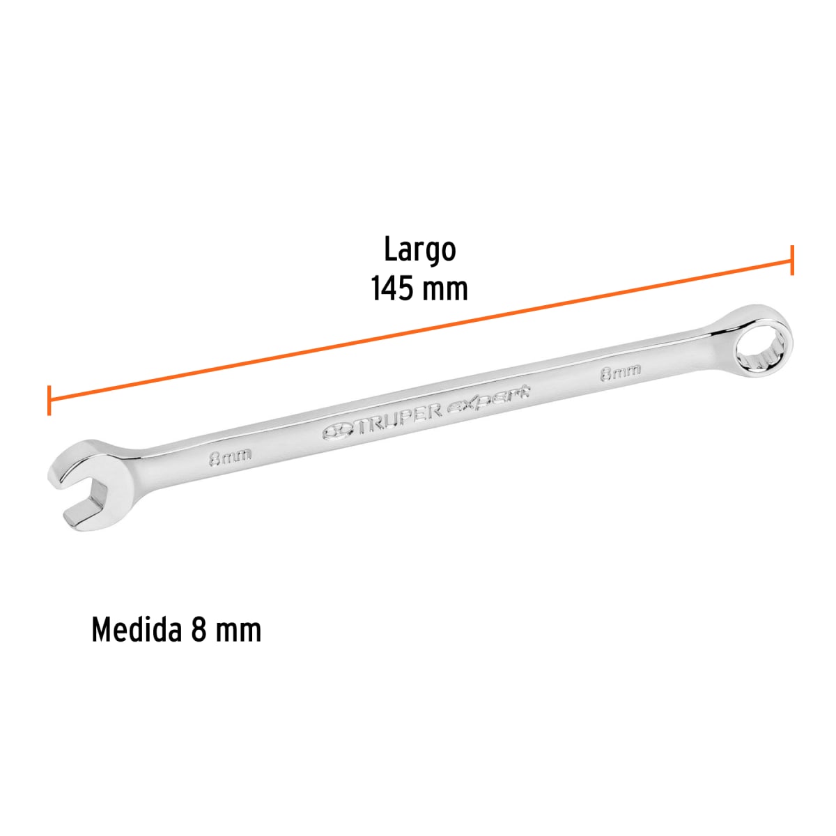 Llave mixta extralarga 8 mm x 145 mm de largo, Expert Truper3