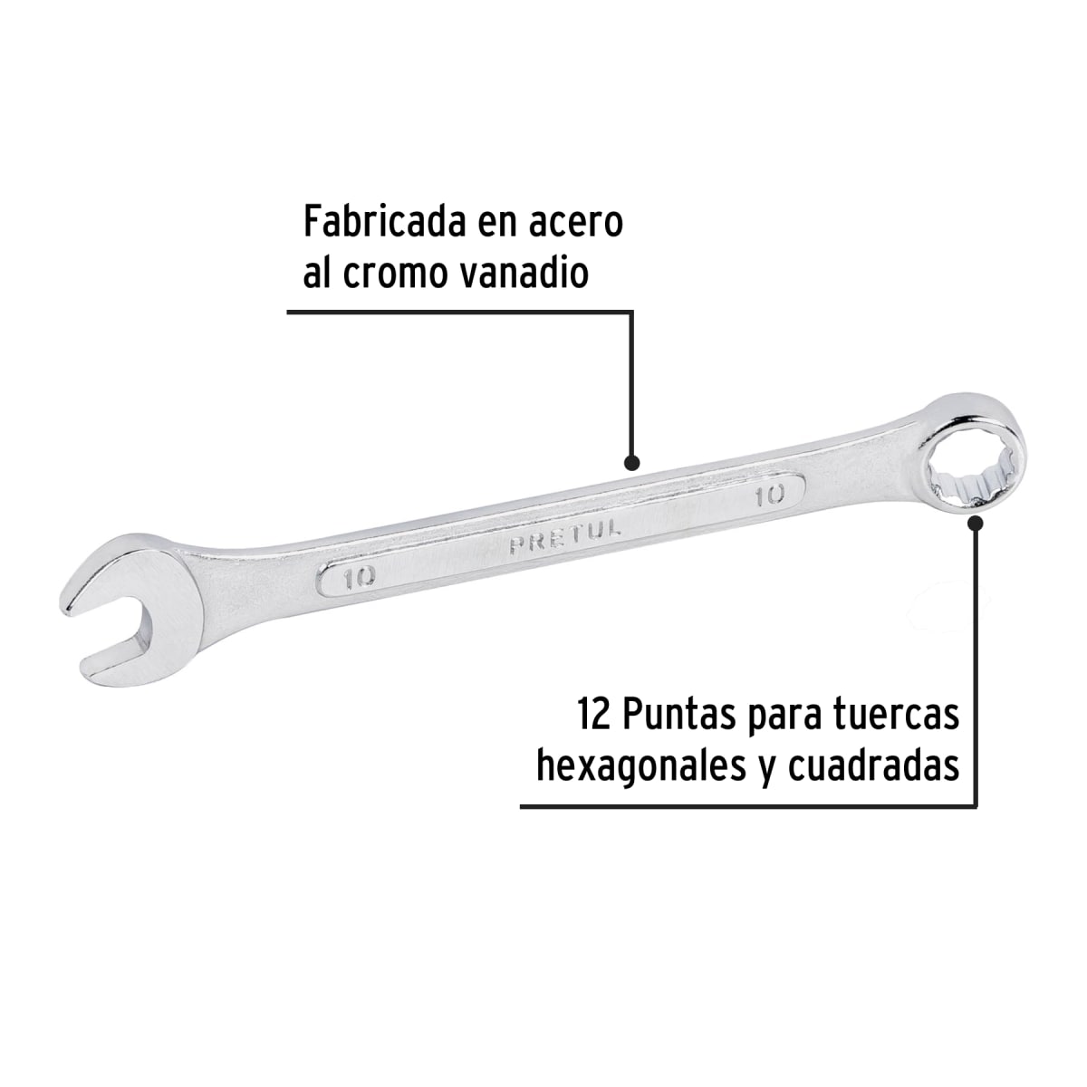 Llave mixta 10 mm x 140 mm de largo. pretul2