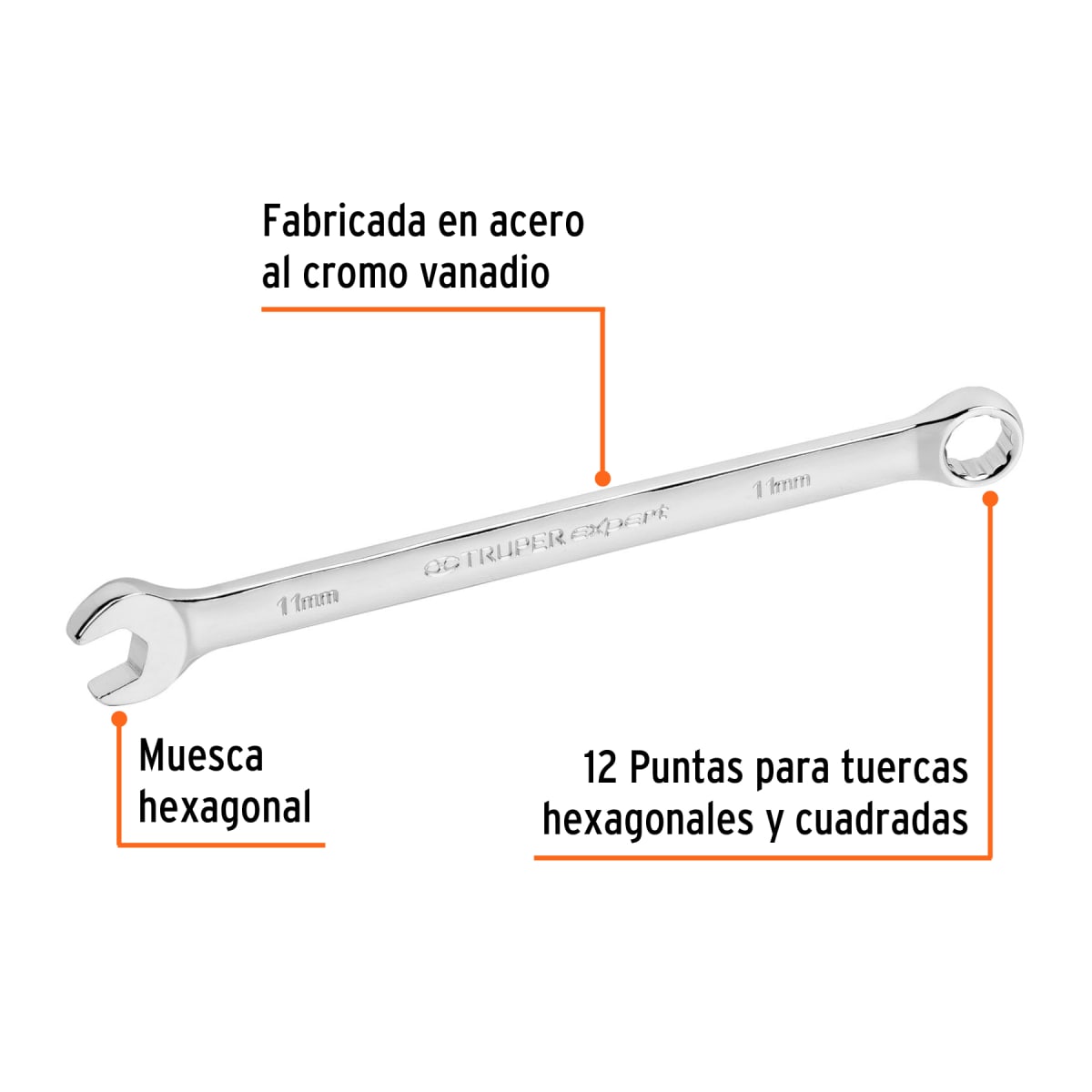 Llave mixta extralarga 11 mm x 183 mm de largo expert Truper2