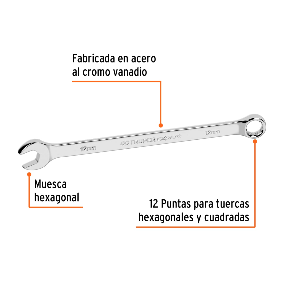 Llave mixta extralarga 12 mm x 193 mm de largo expert Truper2