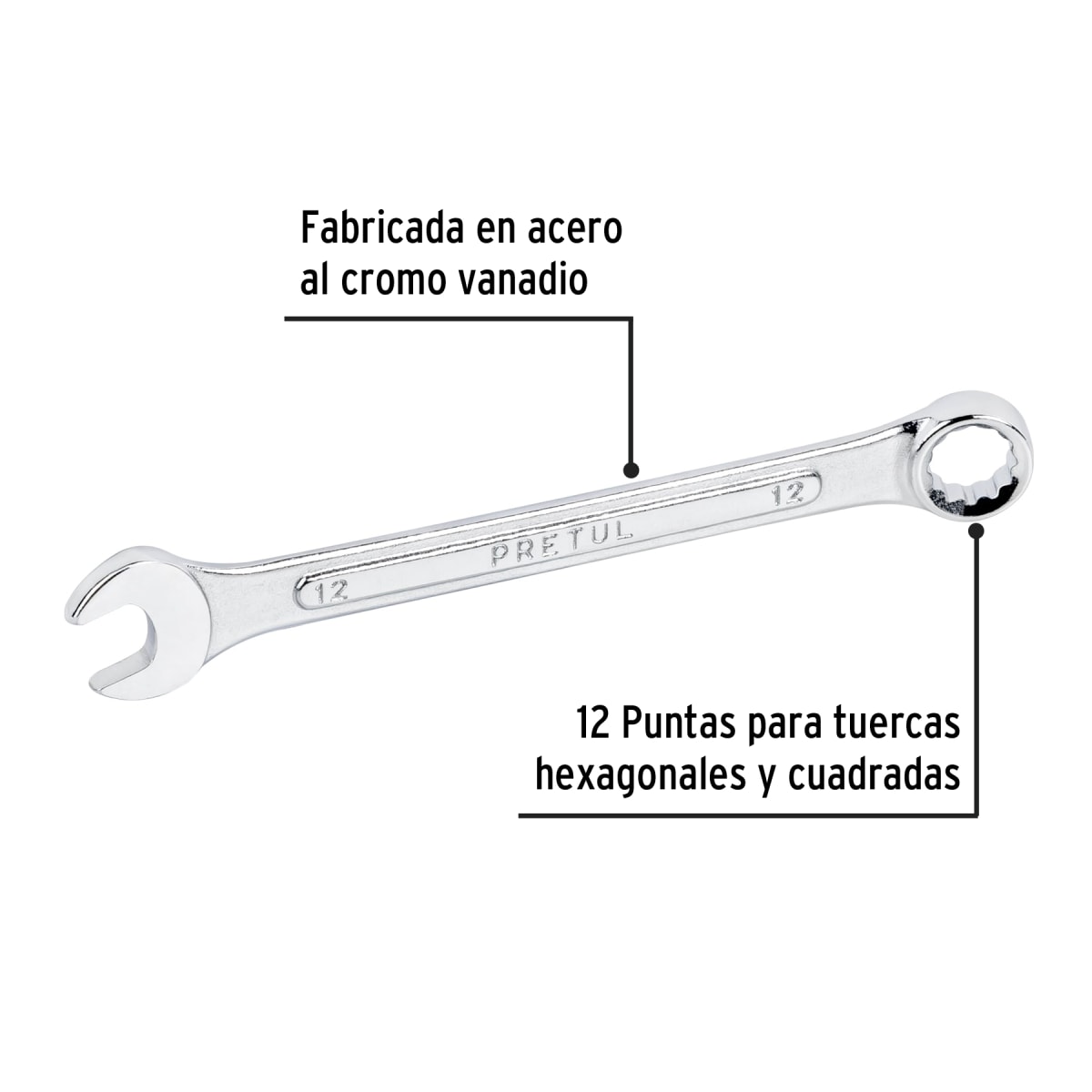 Llave mixta 12 mm x 160 mm de largo. pretul2