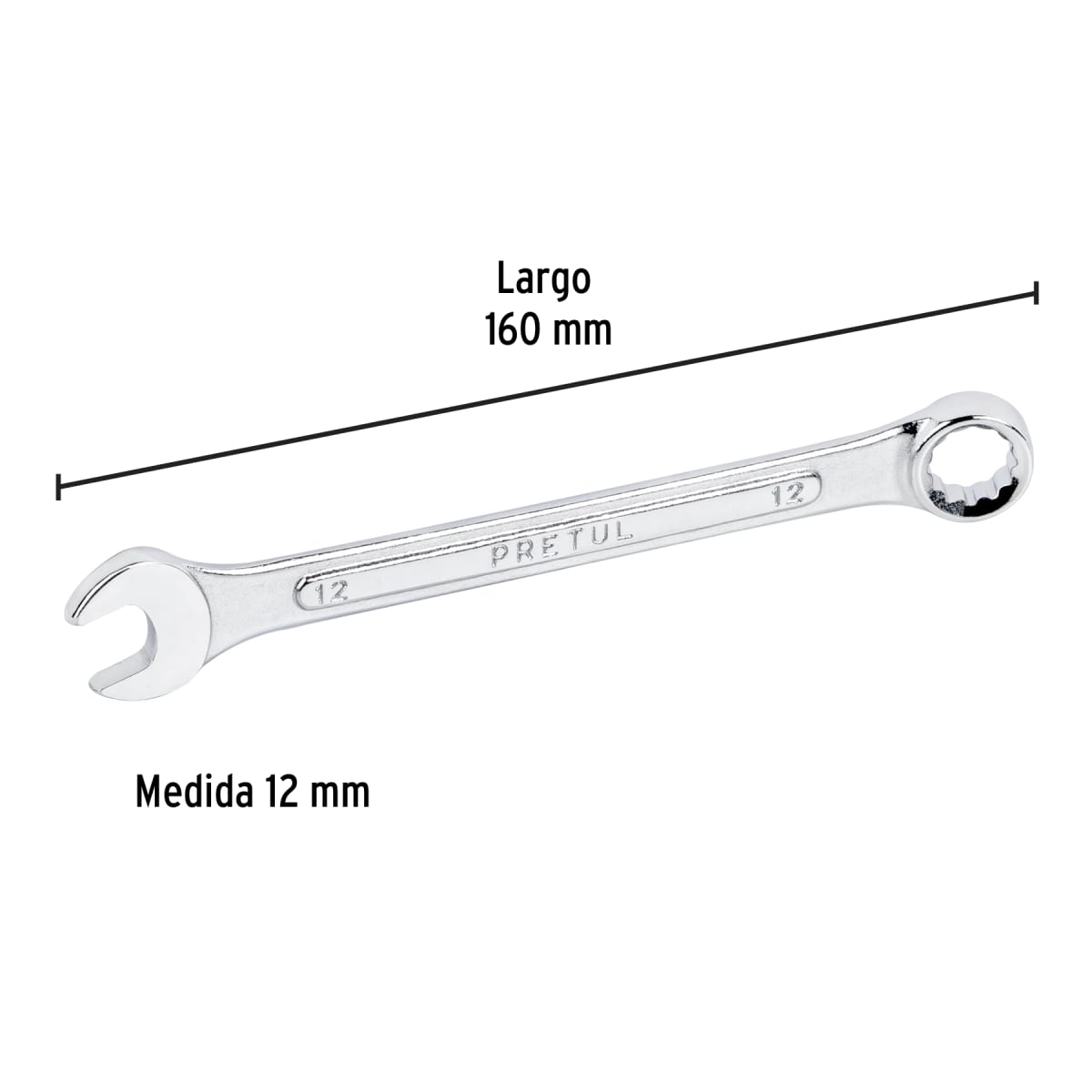 Llave mixta 12 mm x 160 mm de largo. pretul3