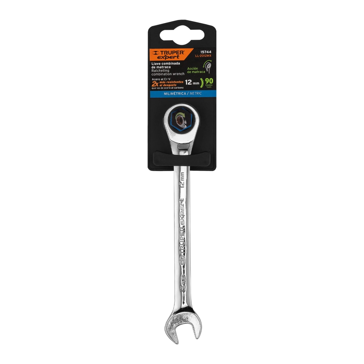 Llave mixta con ratchet 12 mm x 166 mm largo Truper expert1