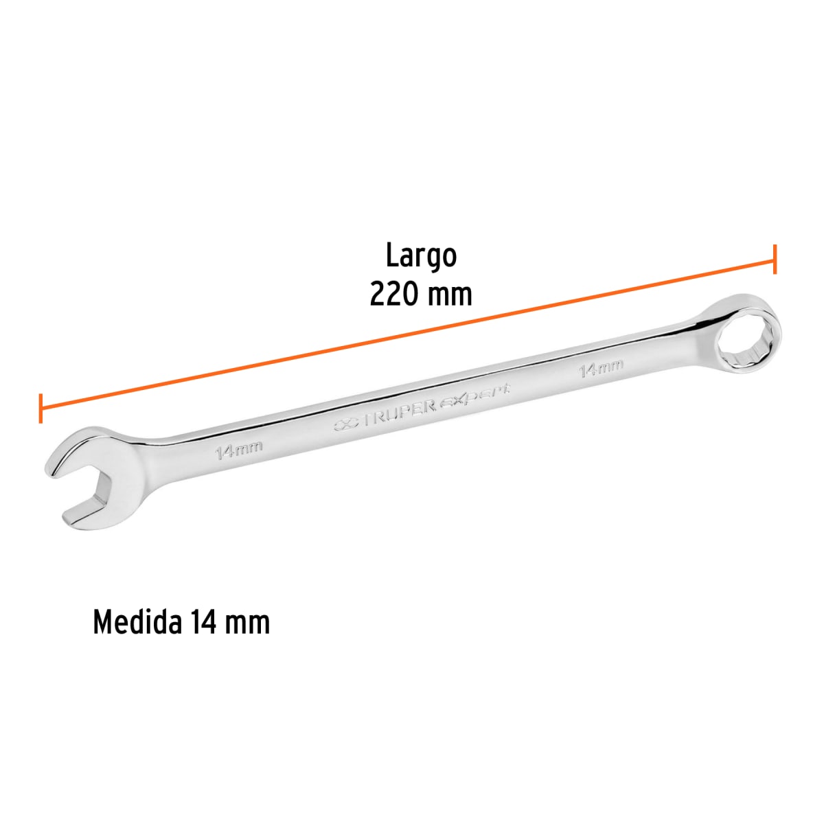 Llave mixta extralarga 14 mm x 220 mm de largo expert Truper3