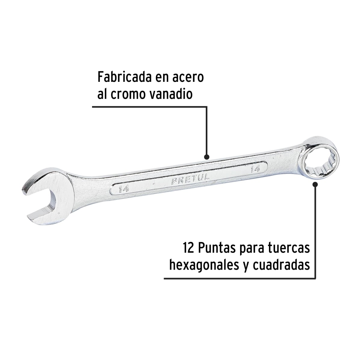 Llave mixta 14 mm x 180 mm de largo. pretul2