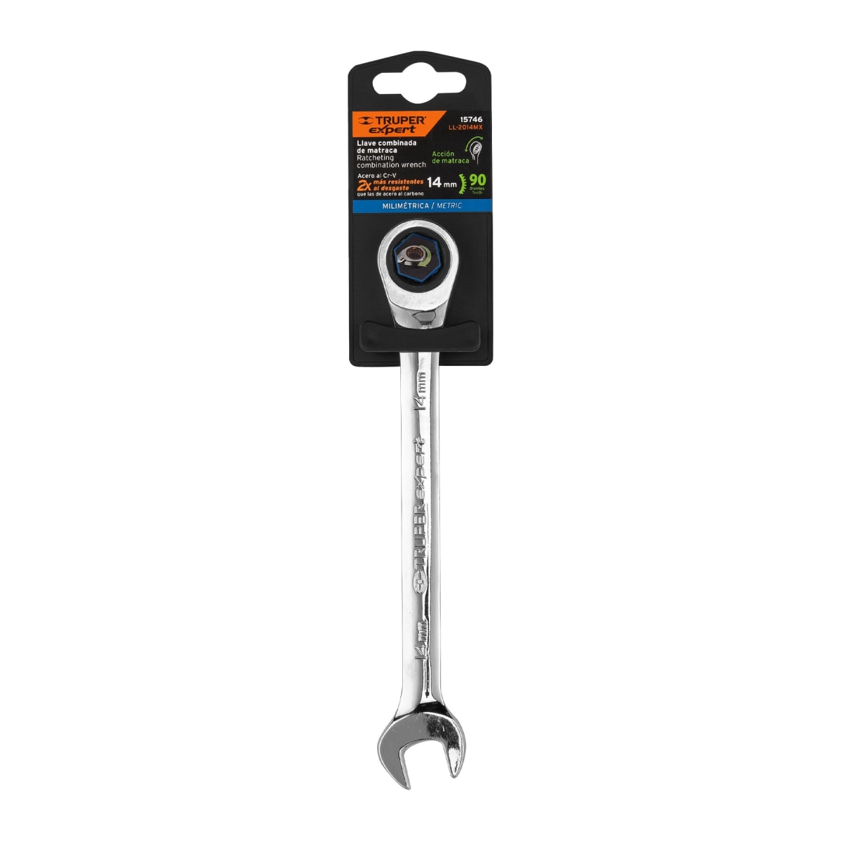 Llave mixta con ratchet 14 mm x 186 mm largo, Expert Truper4