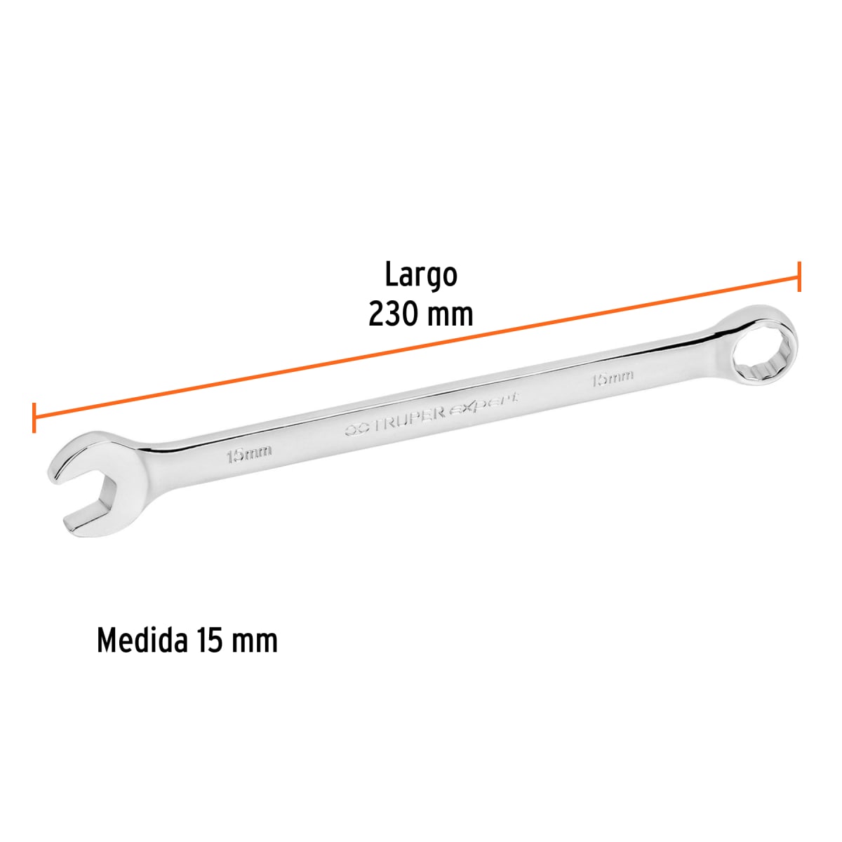 Llave mixta extralarga 15 mm x 230 mm de largo expert Truper3