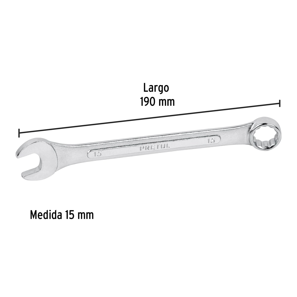 Llave mixta 15 mm x 190 mm de largo. pretul3