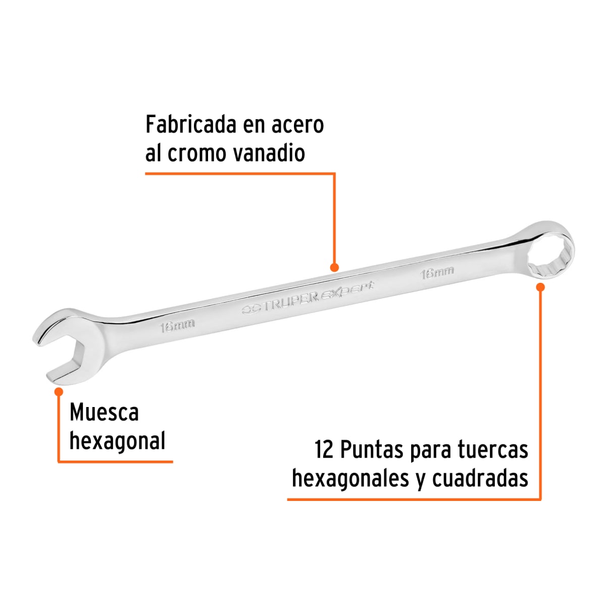 Llave mixta extralarga 16 mm Truper Expert2