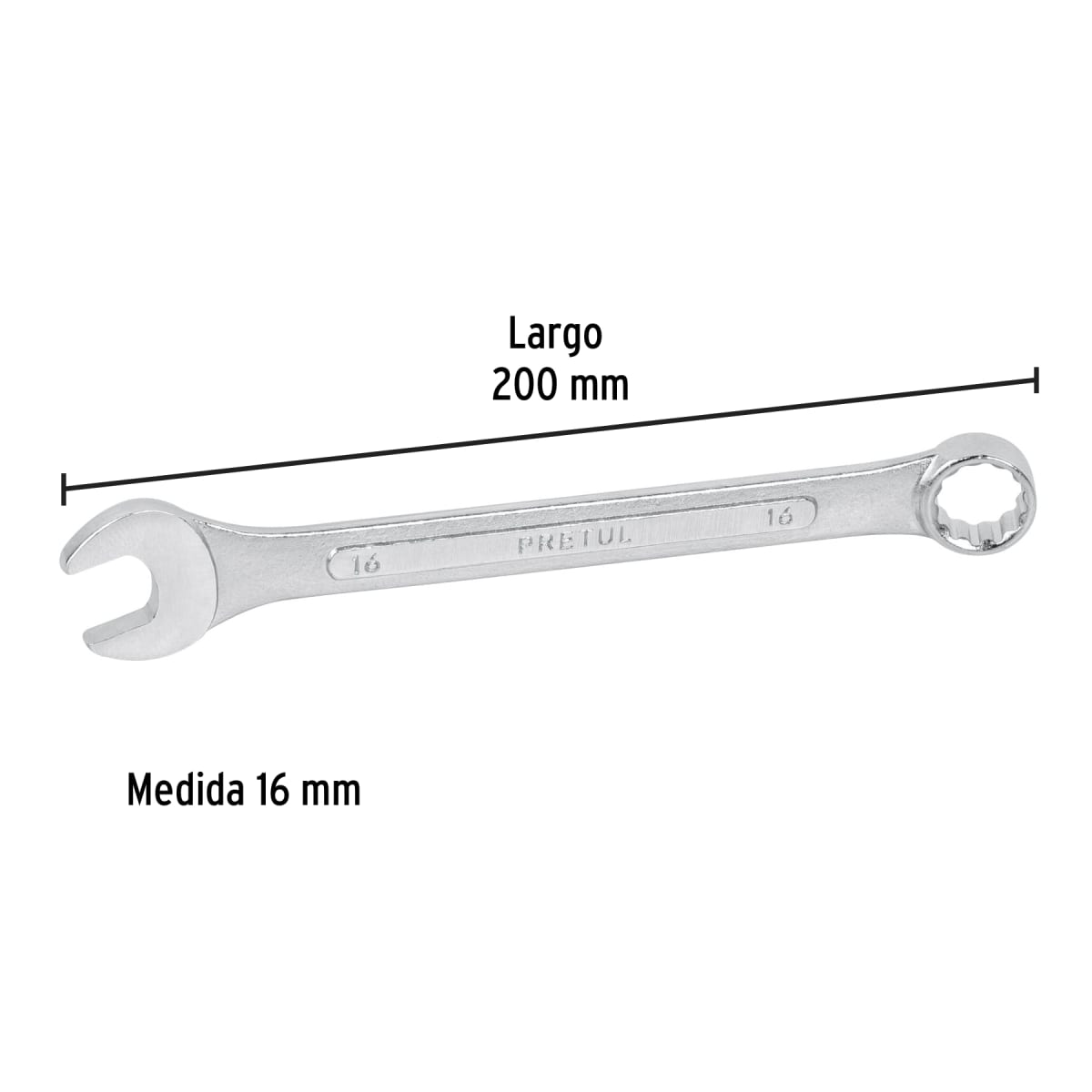 Llave mixta 16 mm x 200 mm de largo. pretul3