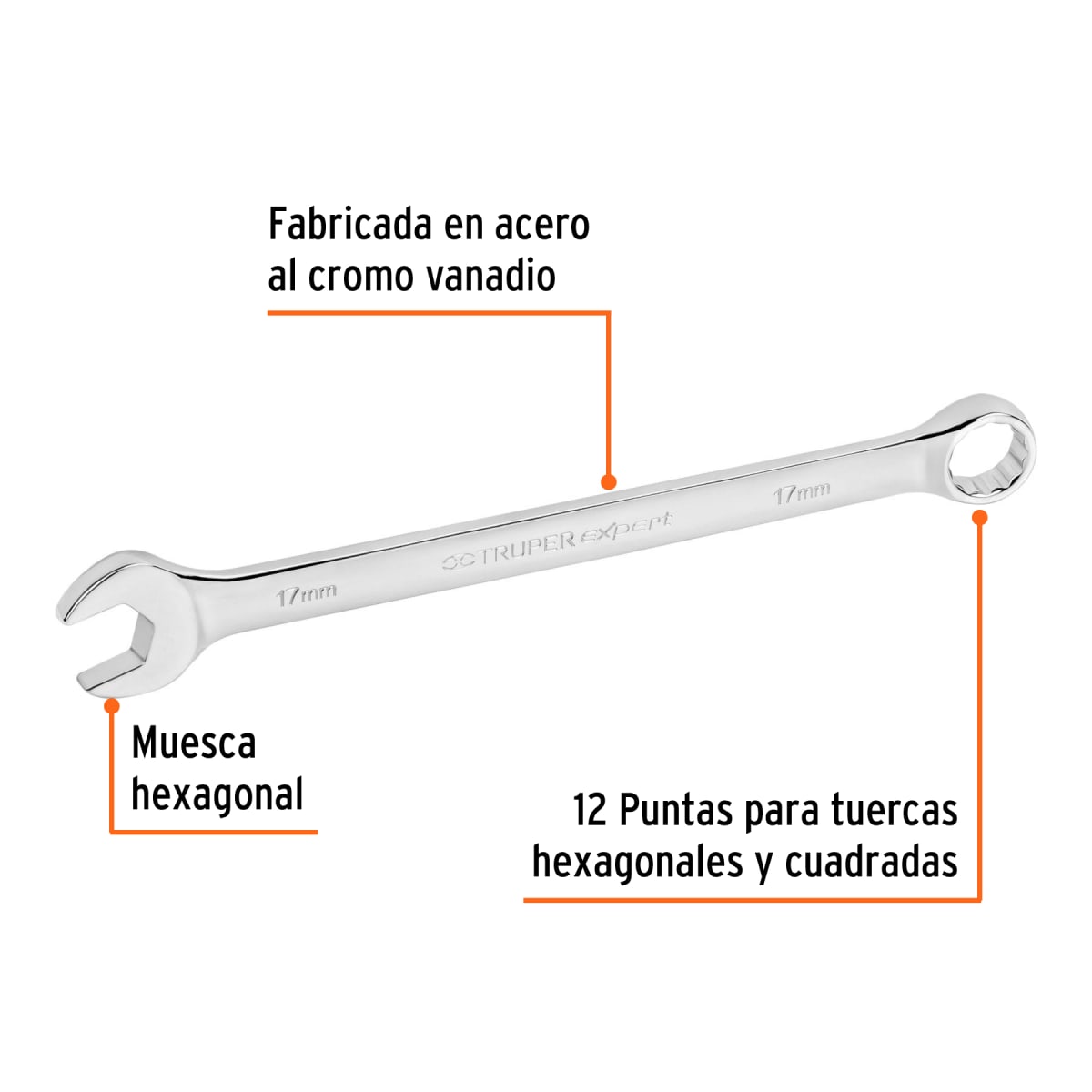 Llave mixta extralarga 17 mm x 259 mm de largo expert  Truper2