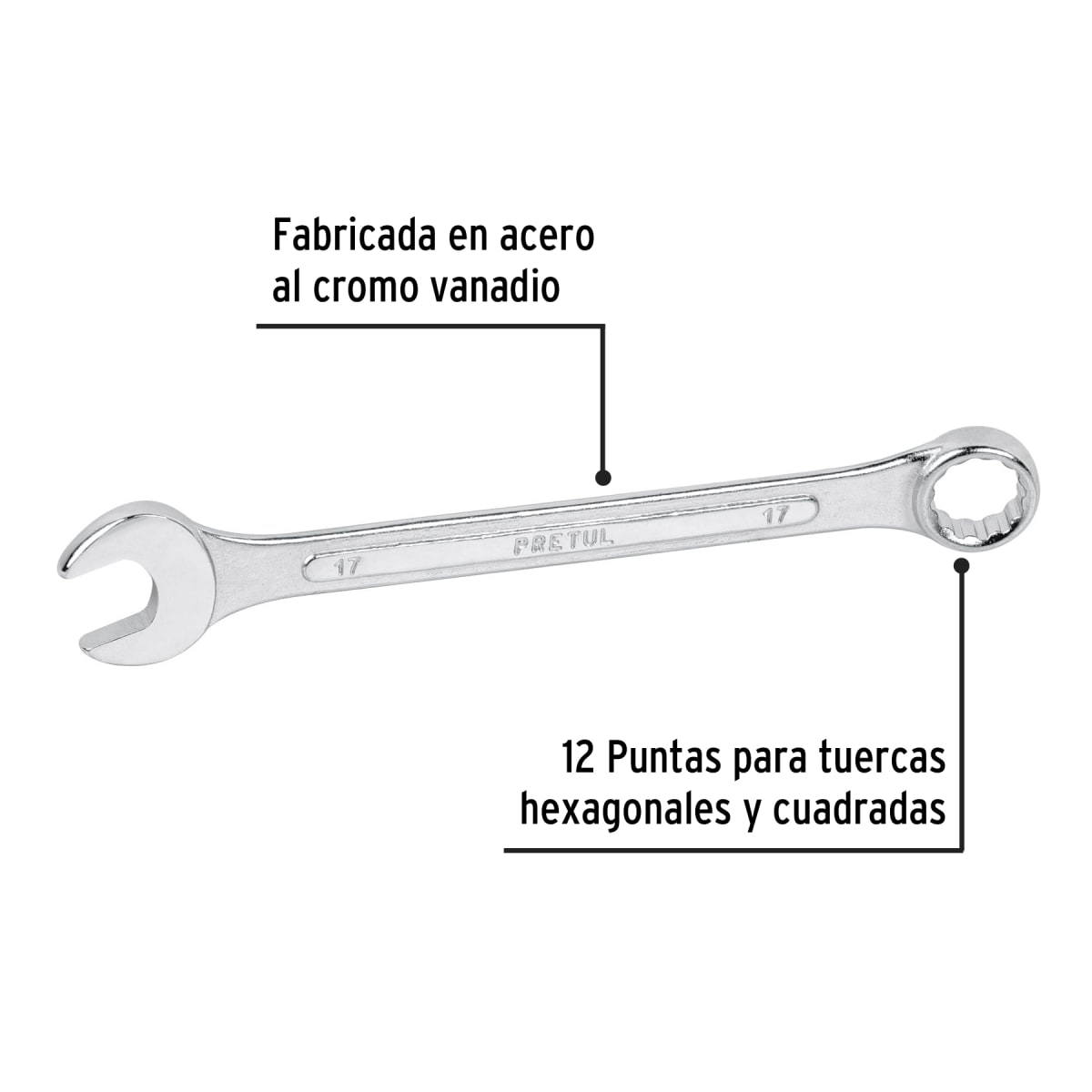 Llave mixta 17 mm x 210 mm de largo. pretul2