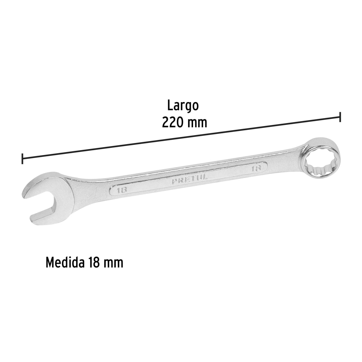 Llave mixta 18 mm x 220 mm de largo. pretul3