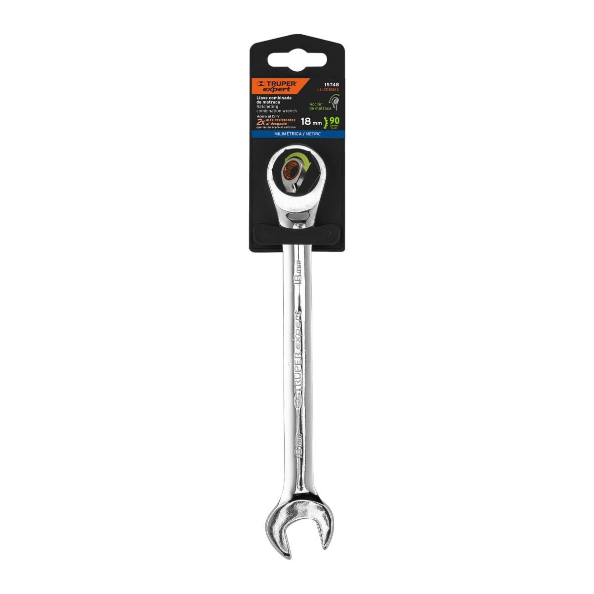 Llave mixta con ratchet 18 mm x 230 mm largo, Expert Truper4