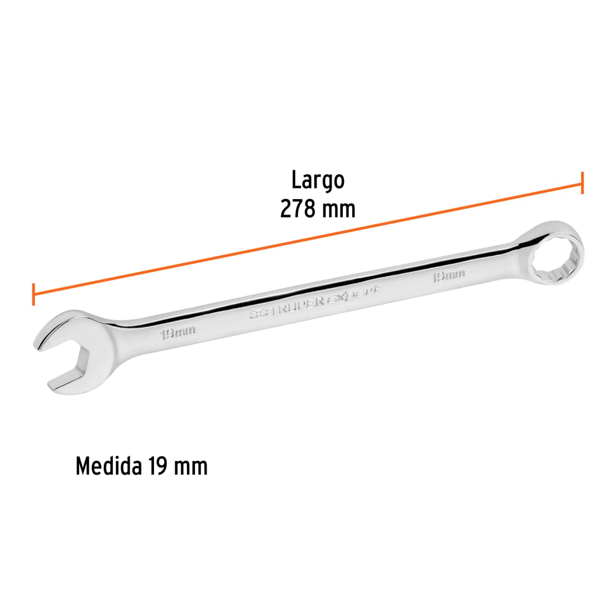Llave mixta extralarga 19 mm x 278 mm de largo expert Truper3