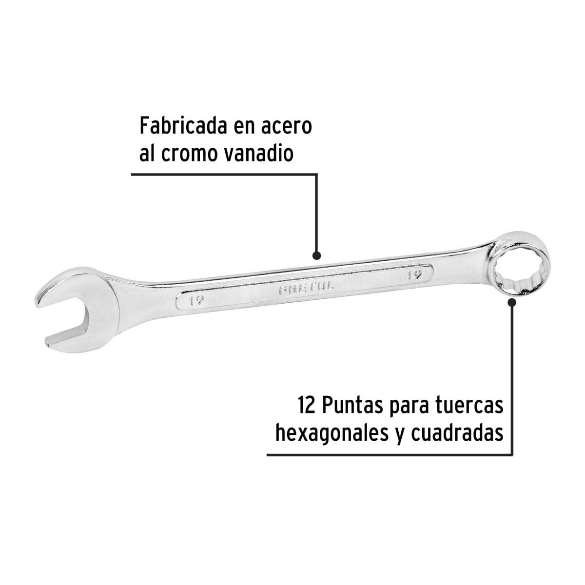 Llave mixta 19 mm x 230 mm de largo. pretul2