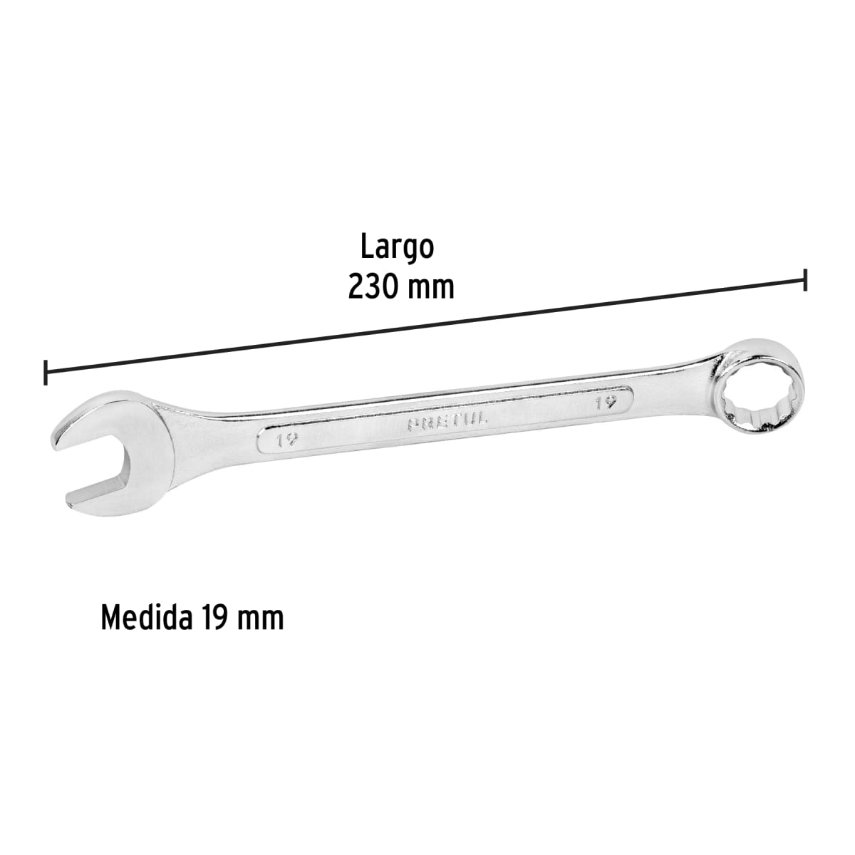 Llave mixta 19 mm x 230 mm de largo. pretul3