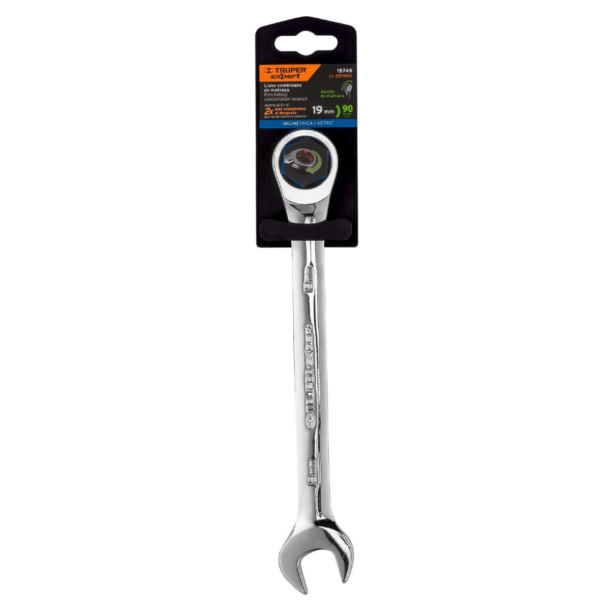 Llave mixta con ratchet 19 mm x 237 mm largo expert Truper2