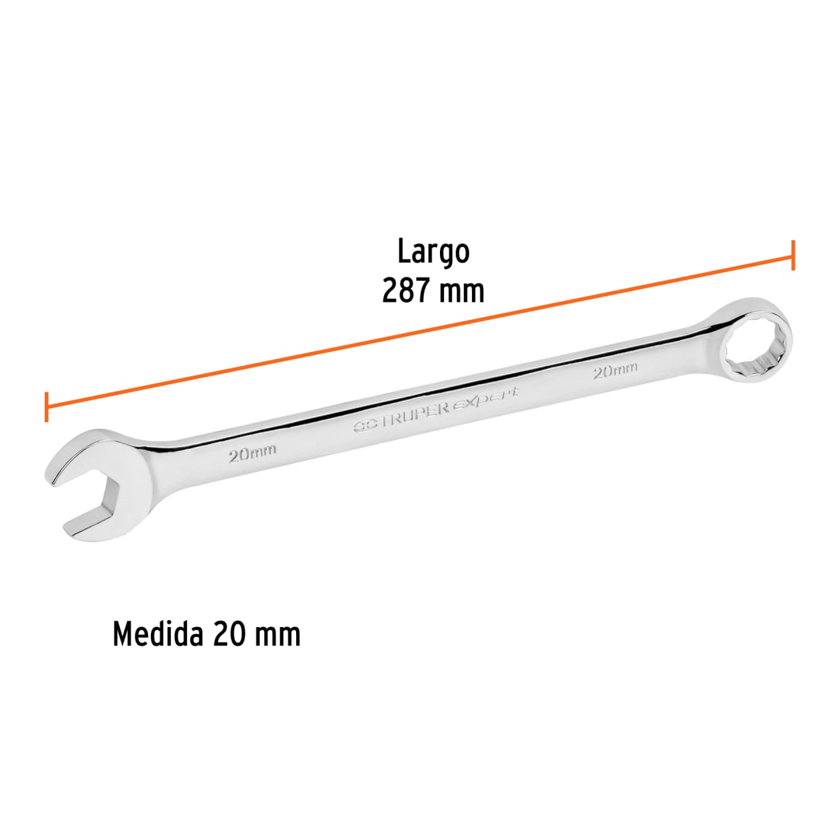 Llave mixta extralarga 20 mm x 287 mm de largo, Expert Truper3