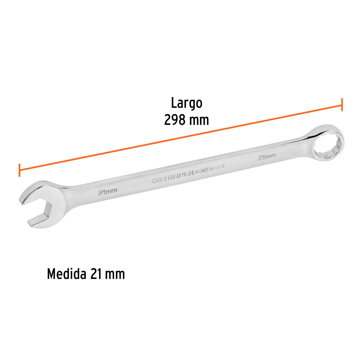 Llave mixta extralarga 21 mm x 298 mm de largo, Expert Truper3