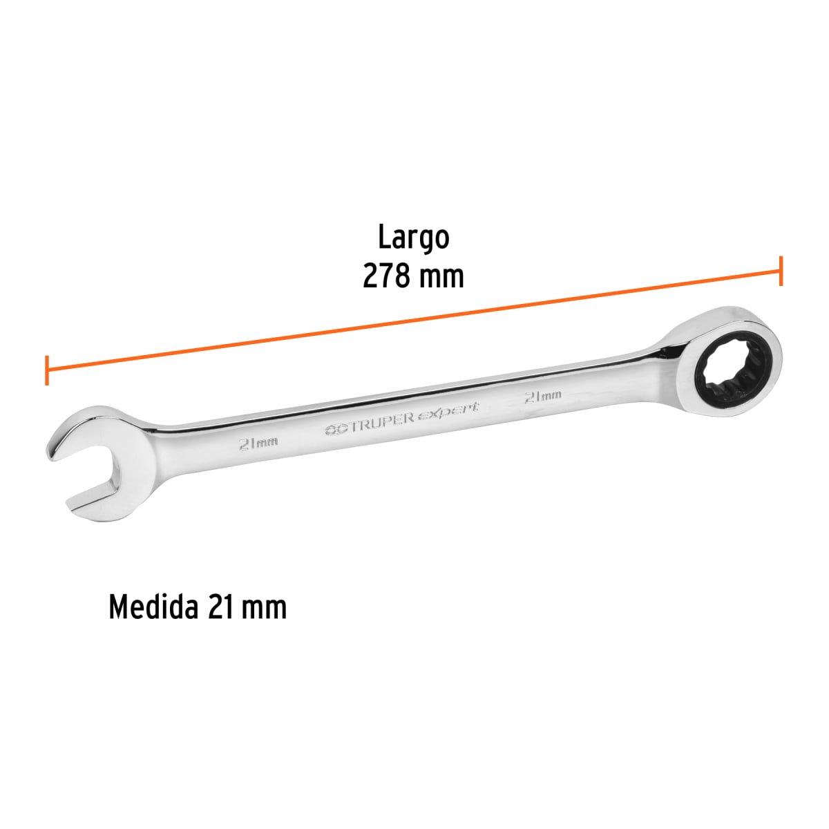 Llave Mixta Con Ratchet 21 Mm x 278 Mm Largo Truper3