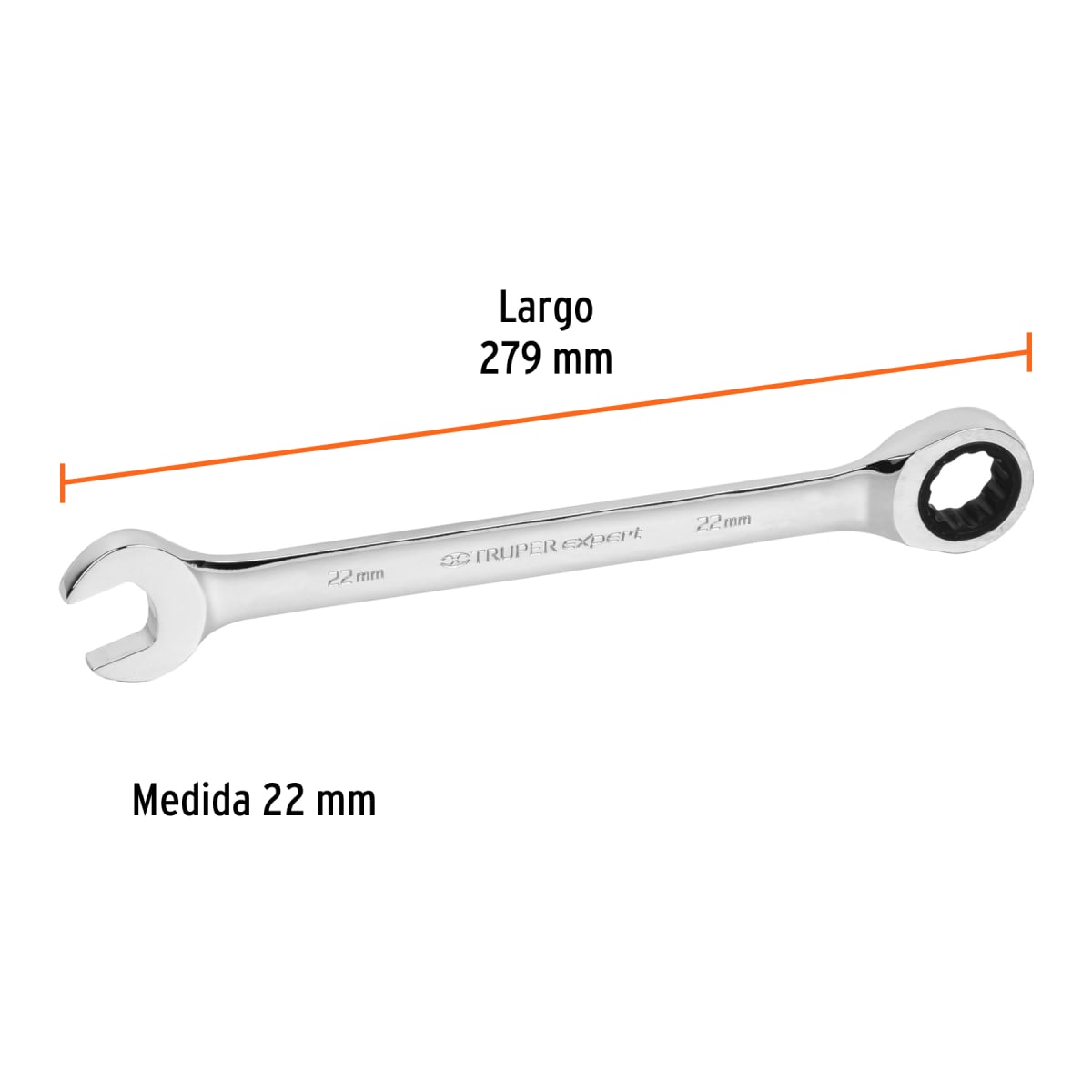 Llave Mixta con Ratchet 22 mm Largo Truper3