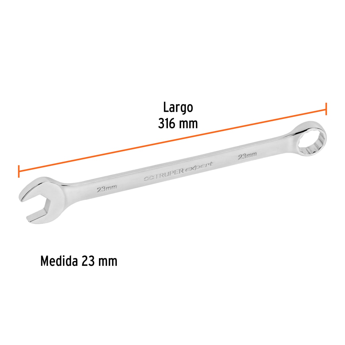 Llave mixta extralarga 23 mm x 316 mm de largo, Expert Truper3