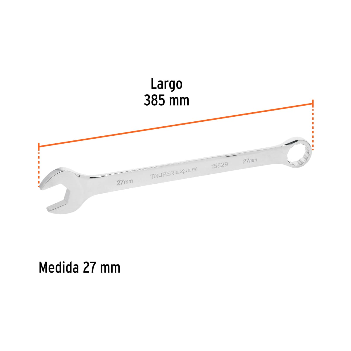 Llave mixta extralarga 27 mm x 385 mm de largo expert Truper 3